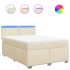 Cama box spring con colchón tela color crema 140x200