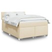 Cama box spring con colchón tela color crema 160x200 cm