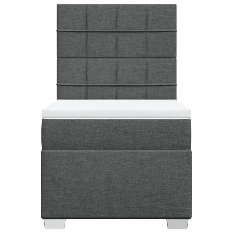 Cama box spring con colchón tela gris oscuro 80x200