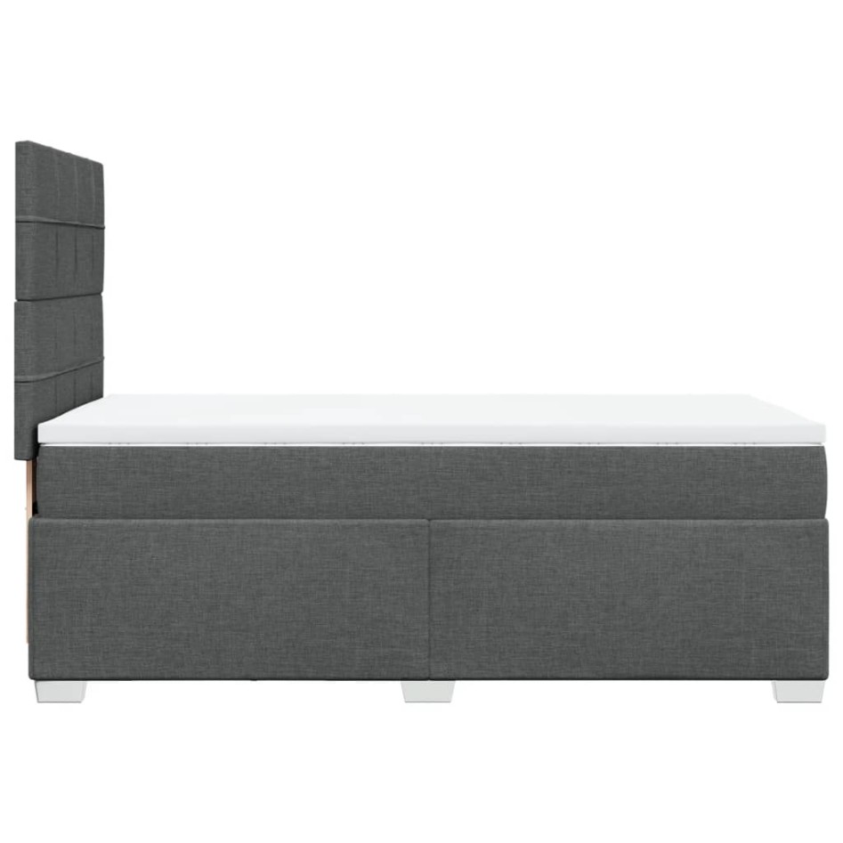 Cama box spring con colchón tela gris oscuro 80x200