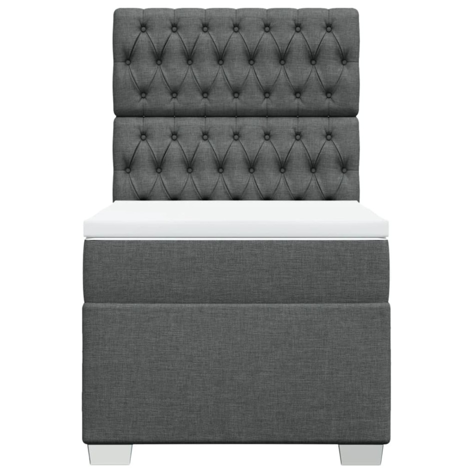 Cama box spring con colchón tela gris oscuro 80x200