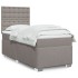 Cama box spring con colchón tela gris taupe 90x190