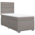 Cama box spring con colchón tela gris taupe 90x190