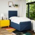 Cama box spring con colchón tela azul 90x190