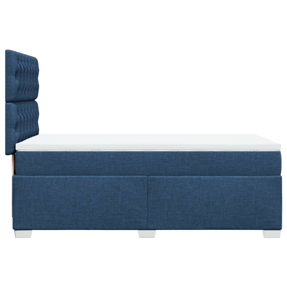 Cama box spring con colchón tela azul 90x190