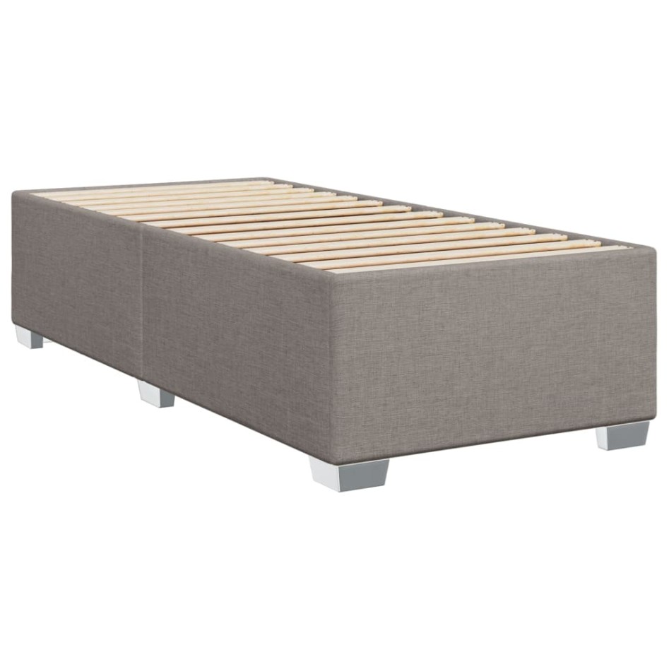 Cama box spring con colchón tela gris taupe 90x190