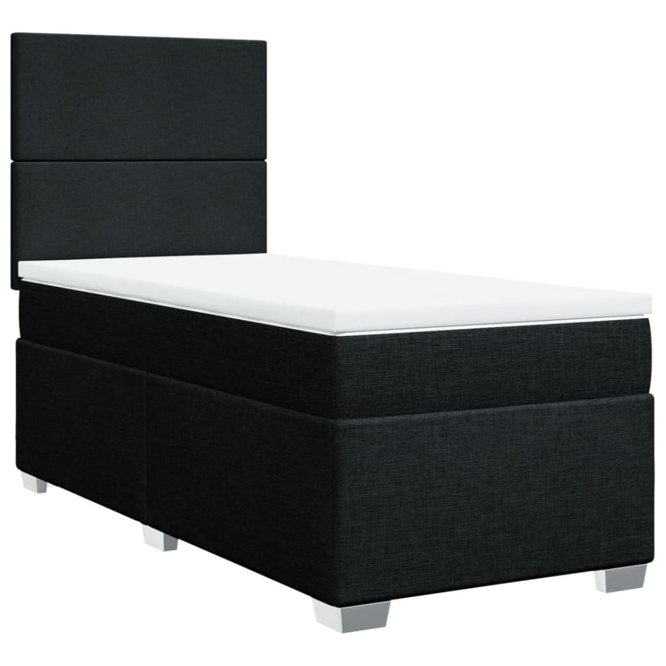 Cama box spring con colchón tela negro 100x200