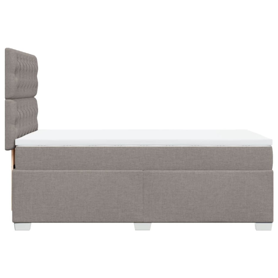 Cama box spring con colchón tela gris taupe 100x200