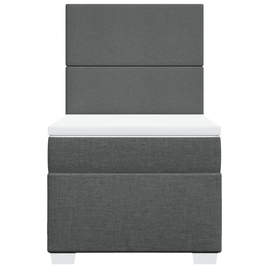 Cama box spring con colchón tela gris oscuro 90x190