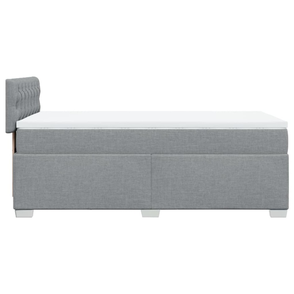 Cama box spring con colchón tela gris claro 80x200