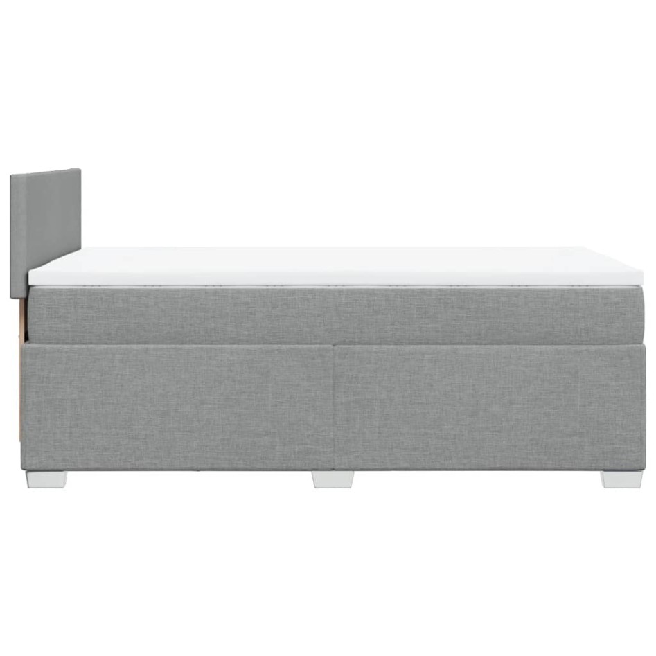 Cama box spring con colchón tela gris claro 80x200