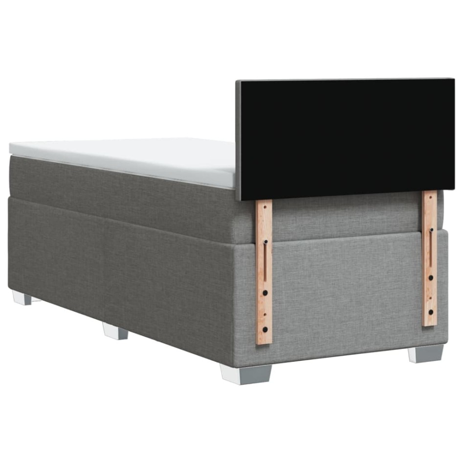 Cama box spring con colchón tela gris claro 80x200