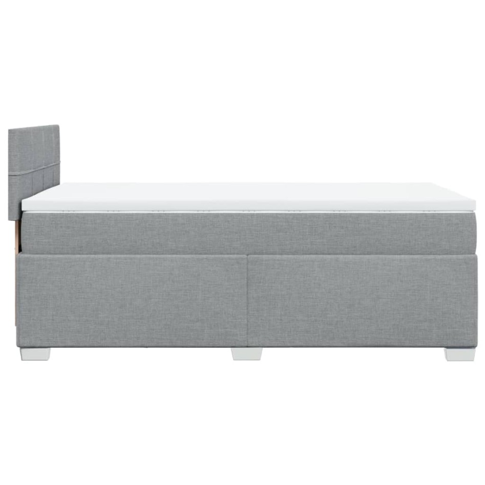 Cama box spring con colchón tela gris claro 80x200
