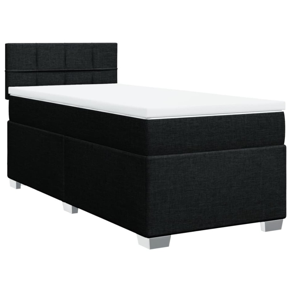 Cama box spring con colchón tela negro 80x200