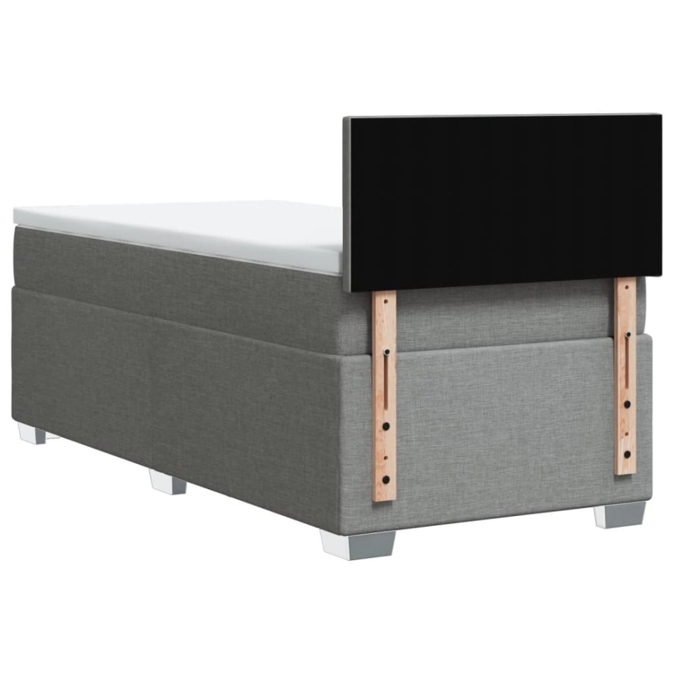 Cama box spring con colchón tela gris claro 90x190