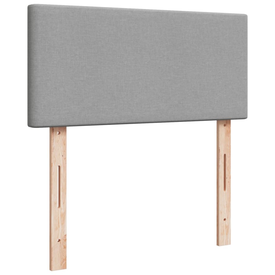 Cama box spring con colchón tela gris claro 90x190