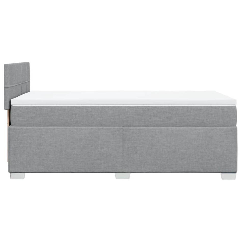 Cama box spring con colchón tela gris claro 90x190