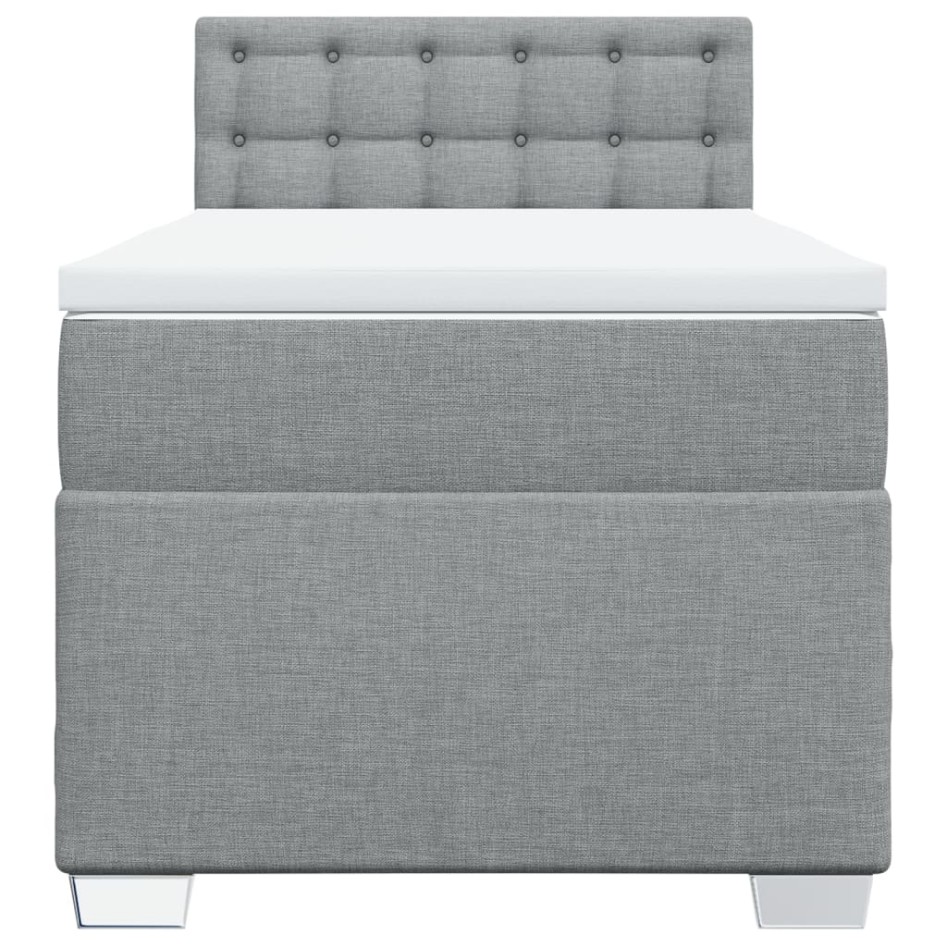 Cama box spring con colchón tela gris claro 90x190