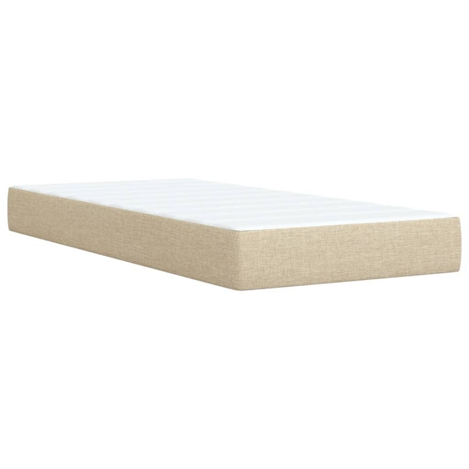 Cama box spring con colchón tela color crema 90x200