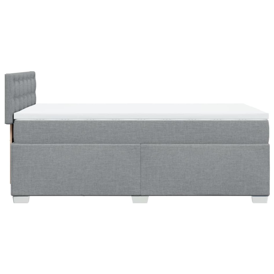 Cama box spring con colchón tela gris claro 100x200