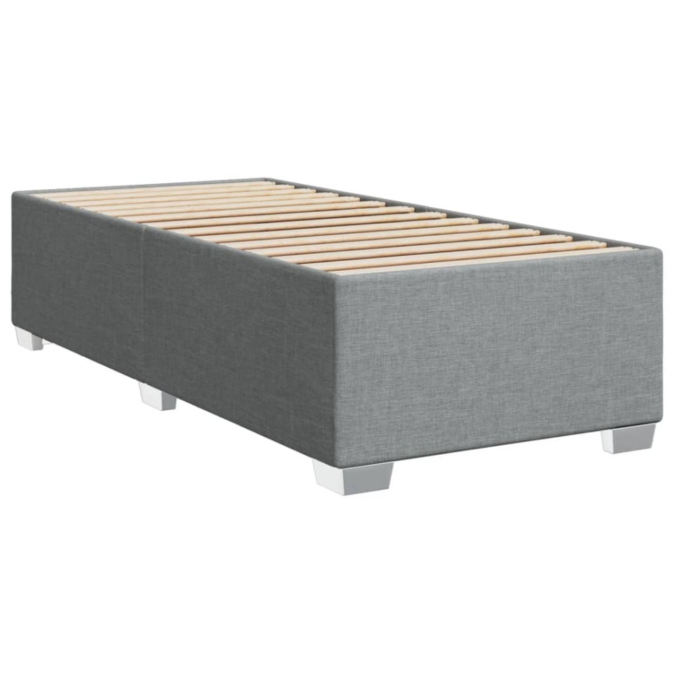 Cama box spring con colchón tela gris claro 100x200
