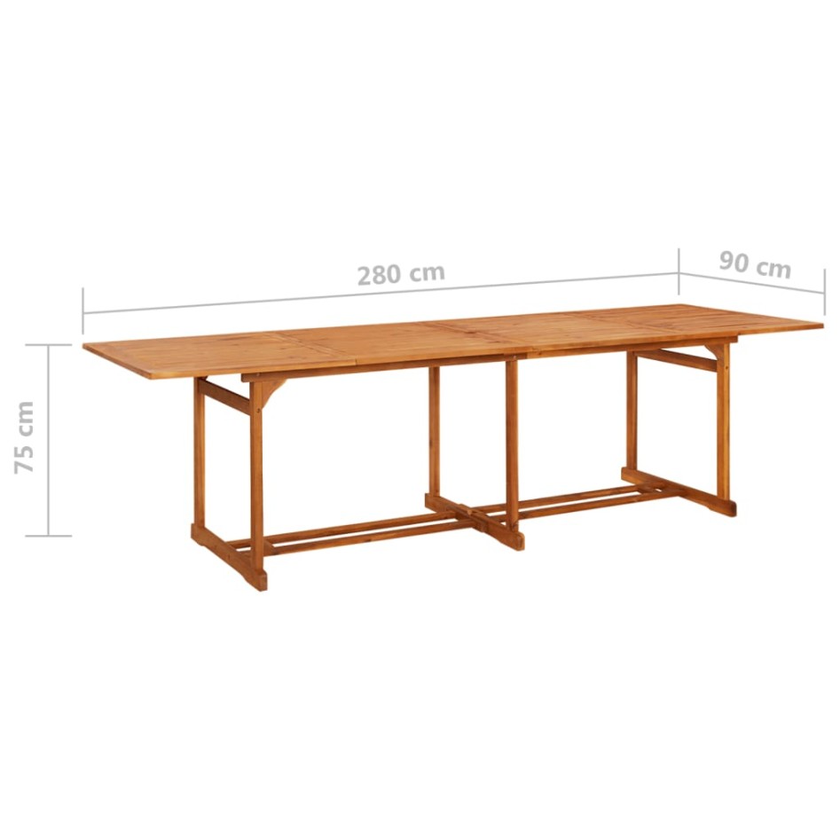 Mesa de comedor jardín 280x90x75 cm madera maciza de