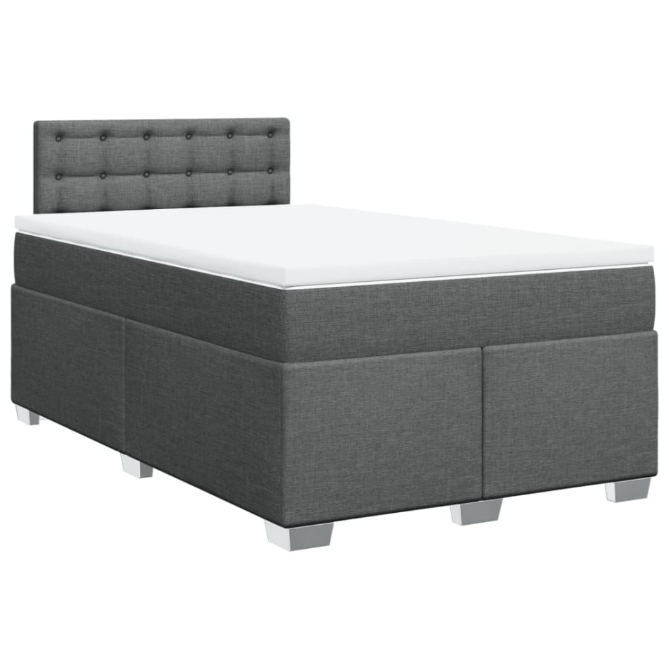 Cama box spring con colchón tela gris oscuro 120x200