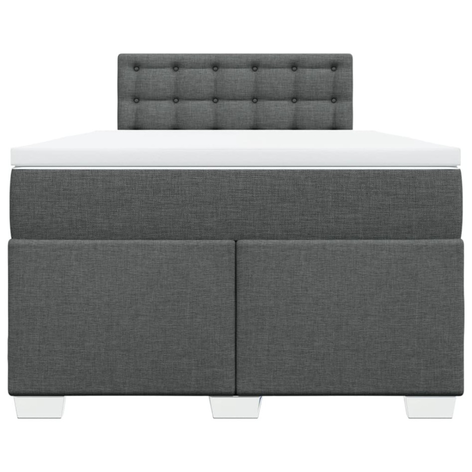 Cama box spring con colchón tela gris oscuro 120x200