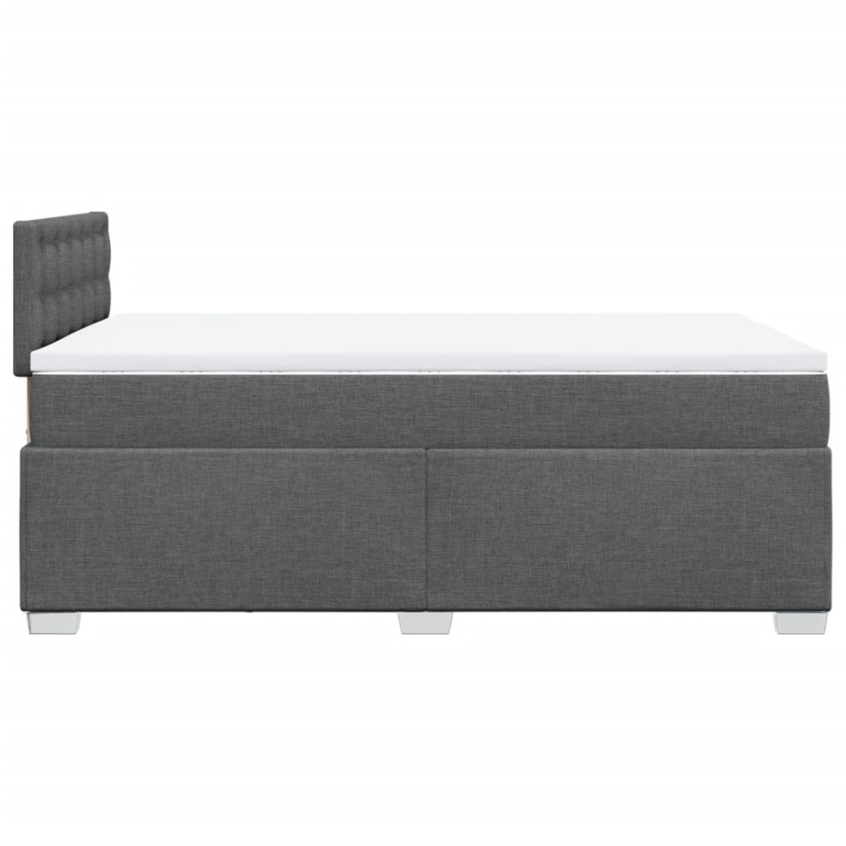 Cama box spring con colchón tela gris oscuro 120x200