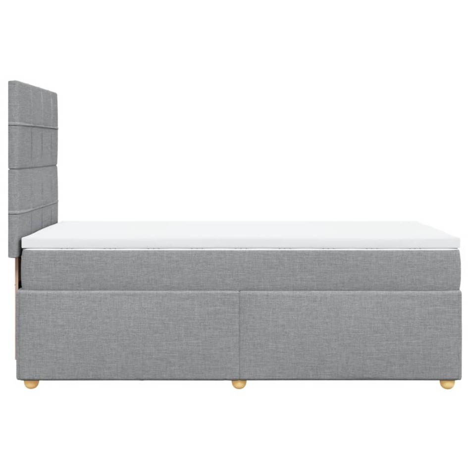 Cama box spring con colchón tela gris claro 80x200