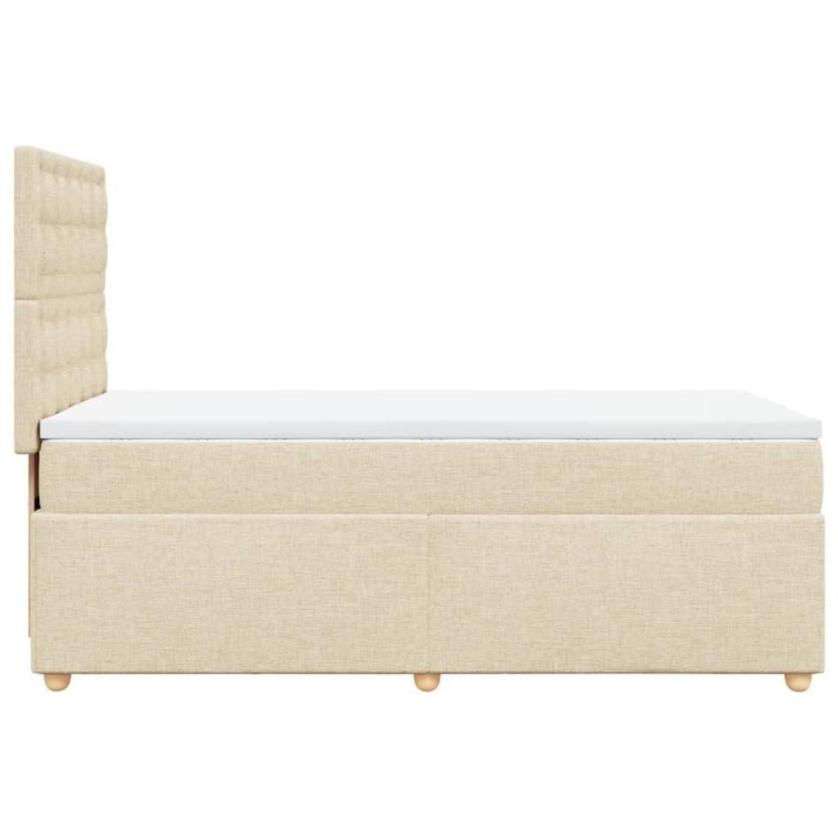 Cama box spring con colchón tela color crema 80x200