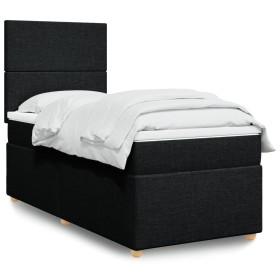 Cama box spring con colchón tela negro 90x190