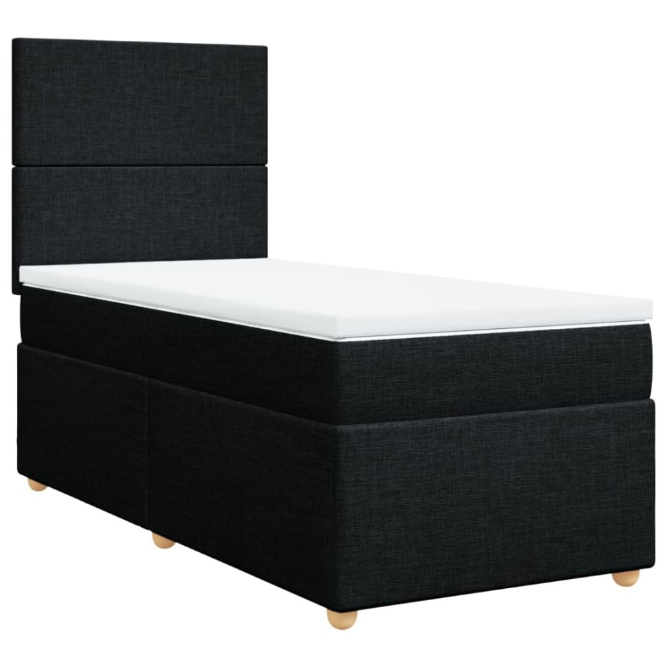 Cama box spring con colchón tela negro 90x190