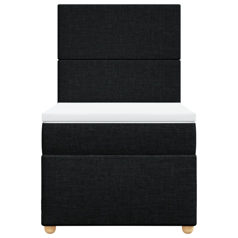 Cama box spring con colchón tela negro 90x190