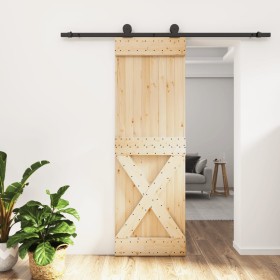 Puerta corredera con herrajes madera maciza de pino 70x210