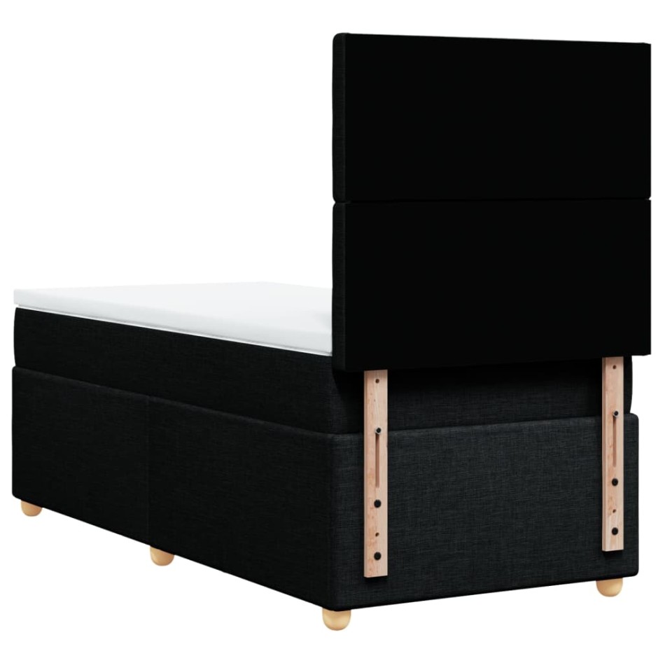 Cama box spring con colchón tela negro 90x190