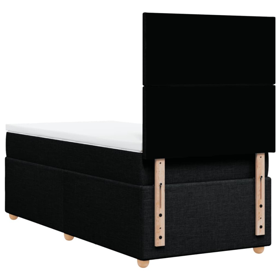 Cama box spring con colchón tela negro 90x200