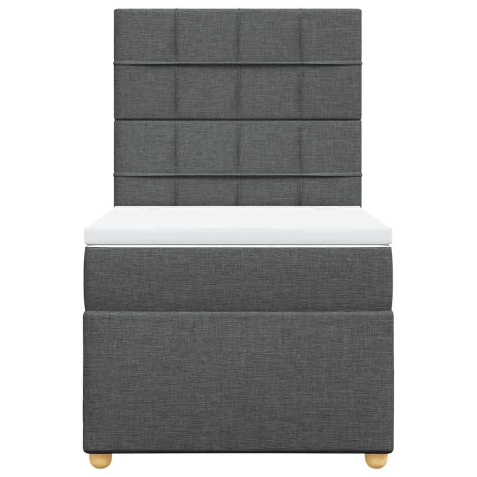 Cama box spring con colchón tela gris oscuro 90x200