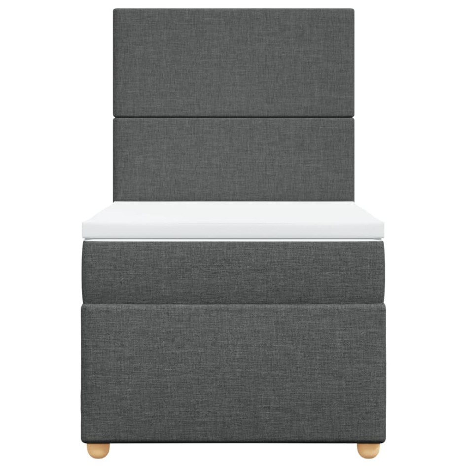 Cama box spring con colchón tela gris oscuro 100x200