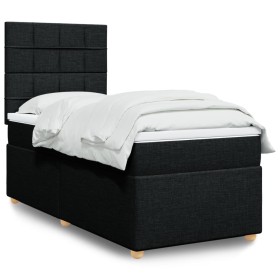 Cama box spring con colchón tela negro 100x200