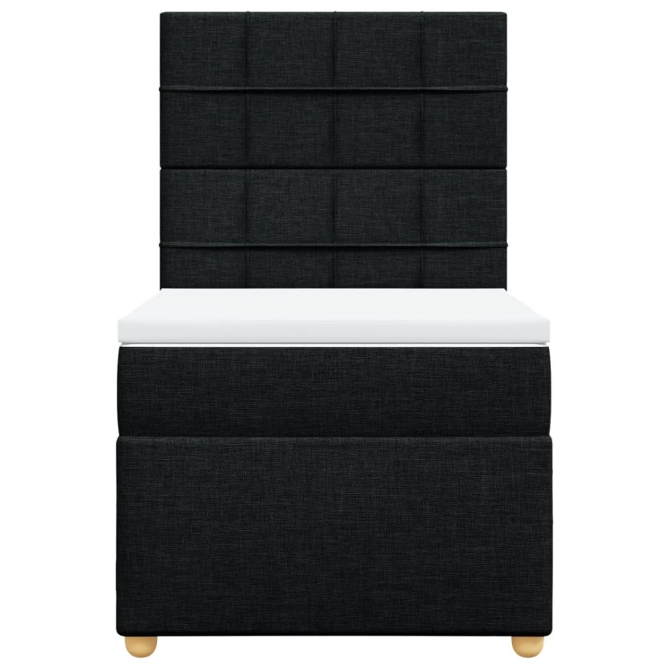 Cama box spring con colchón tela negro 100x200