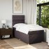 Cama box spring con colchón tela marrón oscuro 100x200