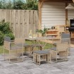 Set comedor de jardín 7 pzas con cojines ratán sintético beige