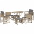 Set comedor de jardín 7 pzas con cojines ratán sintético