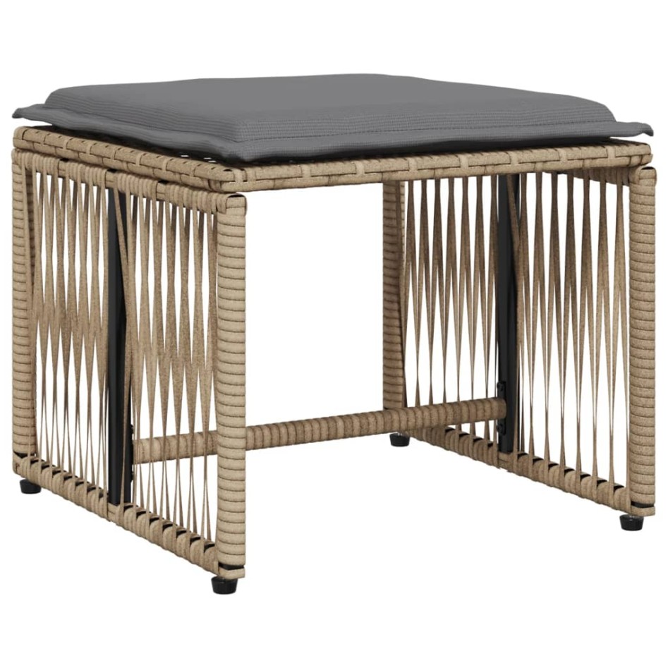 Set comedor de jardín 7 pzas con cojines ratán sintético