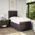 Cama box spring con colchón tela marrón oscuro 100x200