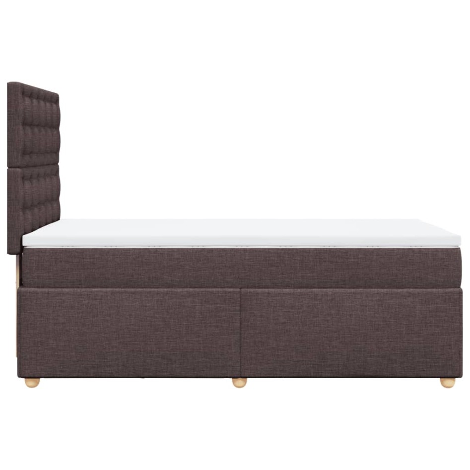 Cama box spring con colchón tela marrón oscuro 100x200