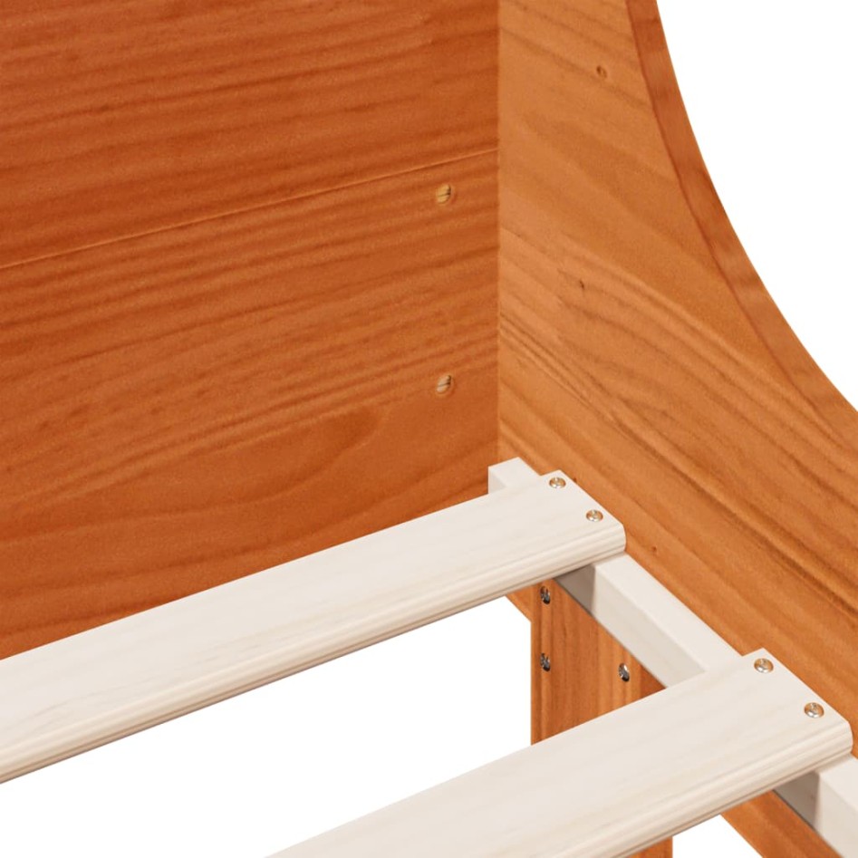 Cama sin colchón madera maciza de pino marrón cera 120x200