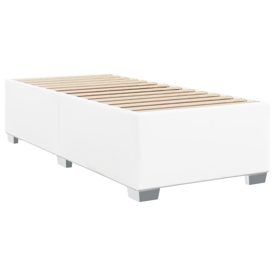 Cama box spring con colchón cuero sintético blanco 90x190