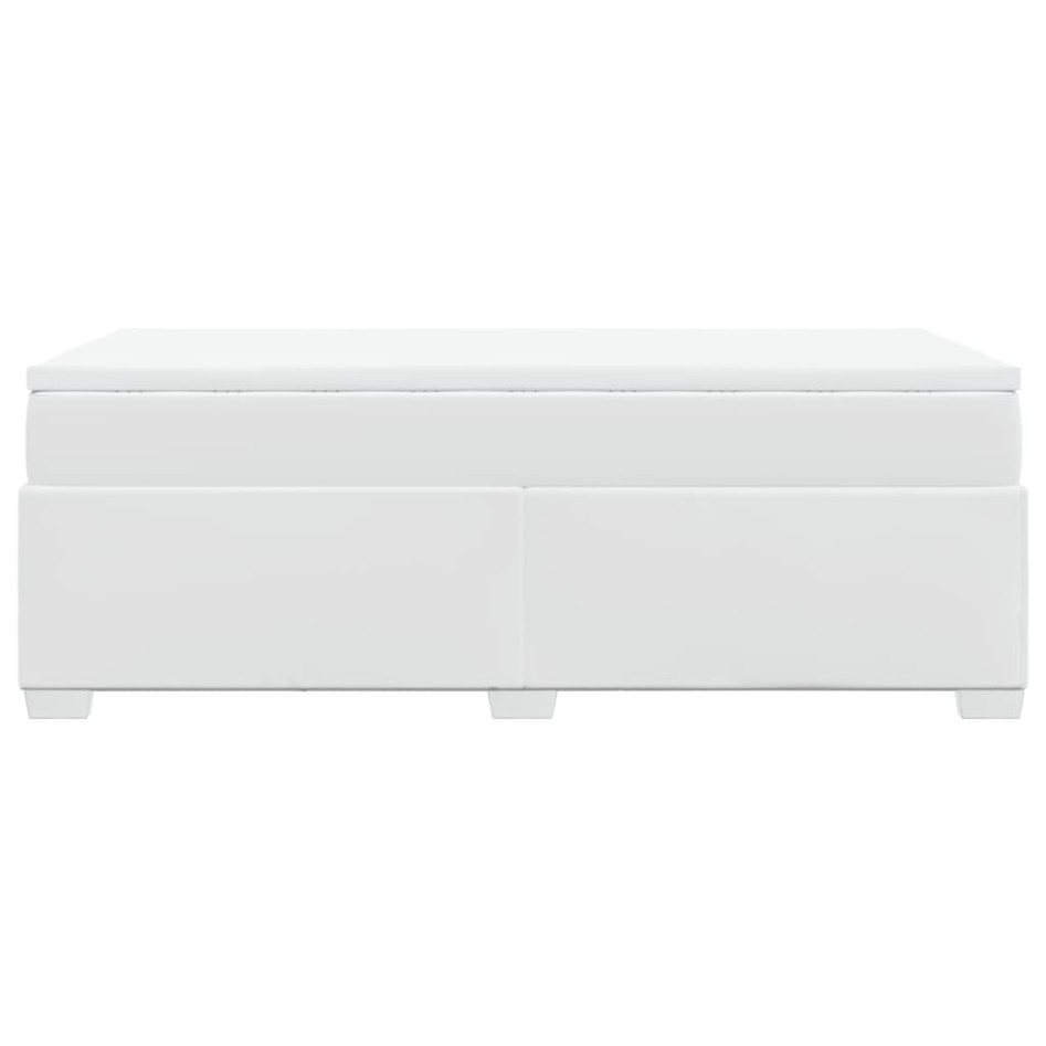 Cama box spring con colchón cuero sintético blanco 90x190
